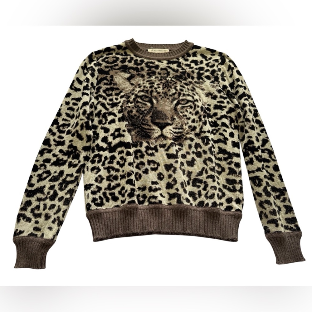 ALDOMARTINS x ANTHROPOLOGIE Safa Leopard Gray Black Sweater Size Medium - Picture 6 of 12